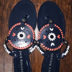 Jack Rogers Georgica Jelly Sandals in Midnight /Red Women's Size 9M